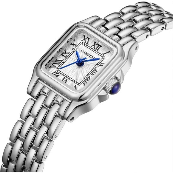?Women Silver Small Vintage Bracelet, Rectangular Case Roman Dial Watches main image 6